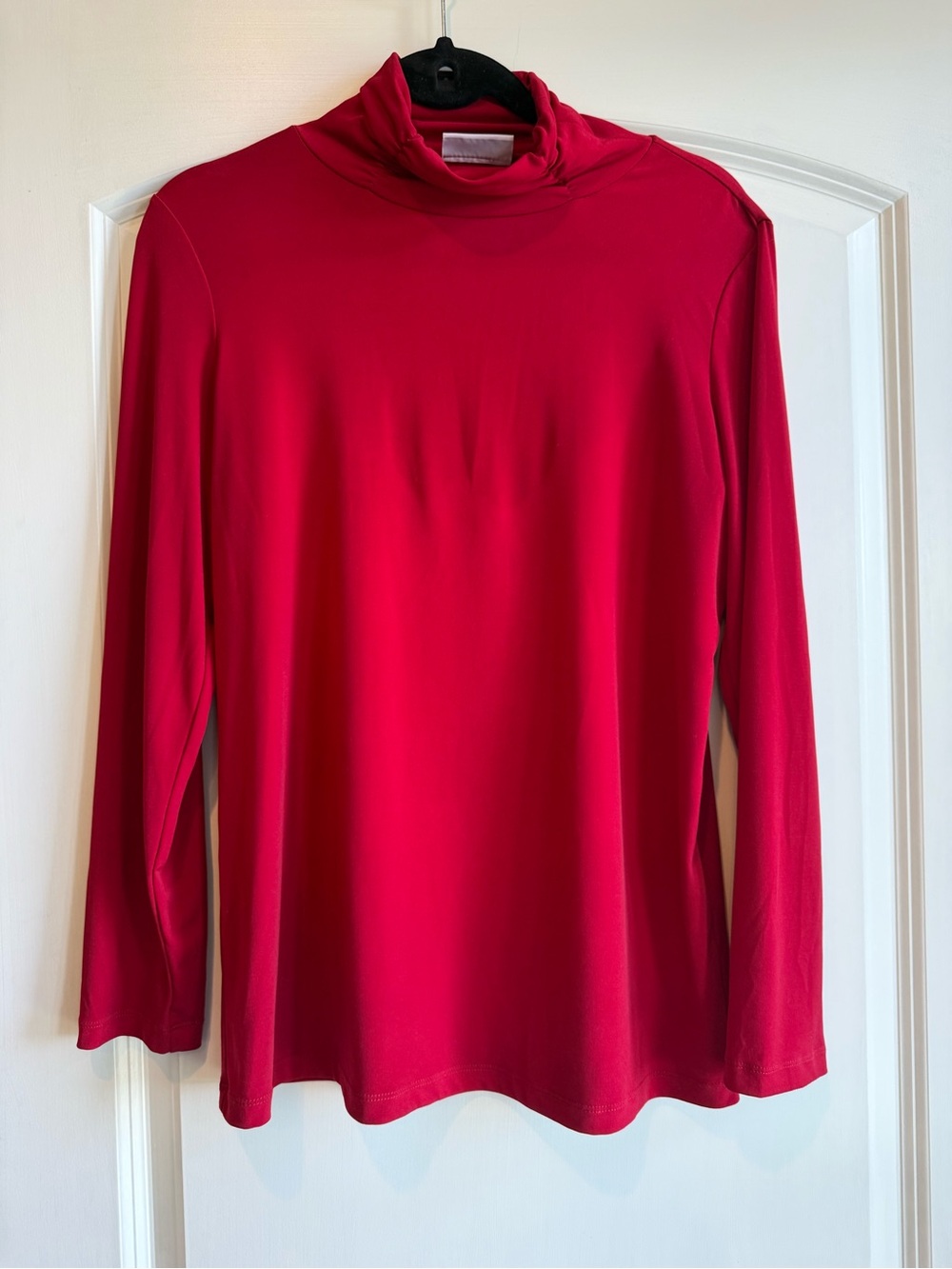 Susan Graver Bright Red Long-Sleeve Mock Neck Top